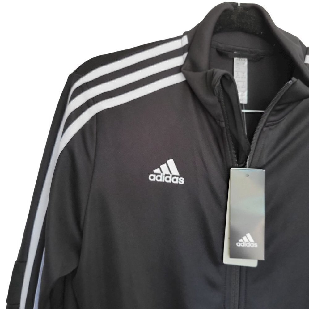 Adidas Women's Stripped Climate Track Black Jacket Size M - Picture 3 of 11